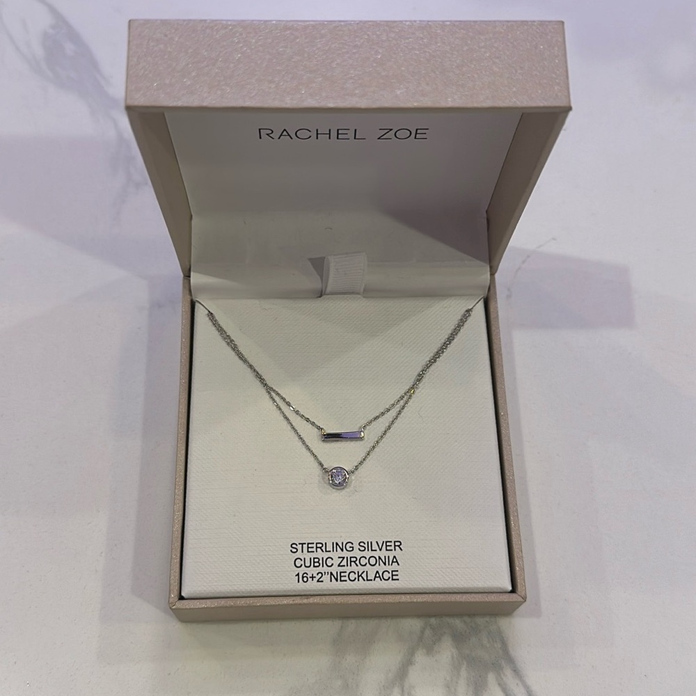 Rachel Zoe Sterling Silver CZ Layered Necklace